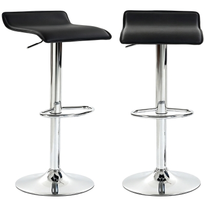 HOMCOM Conjunto de 2 Bancos de Bar Giratórios Bancos Altos de Cozinha com Altura Ajustável 62-83 cm com Encosto e Apoio para os Pés Preto