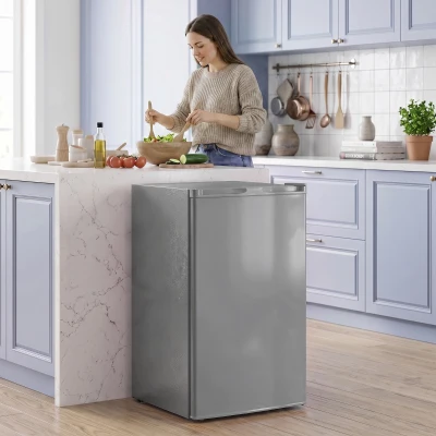 HOMCOM Mini Upright Freezer 85L Removable Shelves Grey
