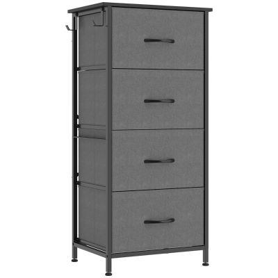 HOMCOM Chest of Drawers 4 Fabric Drawer Steel Frame Grey