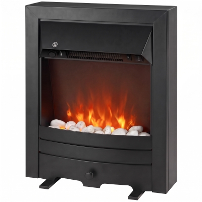 HOMCOM Electric Fireplace Stove 2000W LED Thermostat Black
