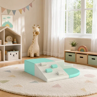 AIYAPLAY Blocs Souples Enfants PU EPE Vert Beige Set de 4