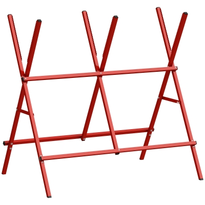 HOMCOM Caballete para Sierra Plegable Soporte Cortar Madera Altura y Ancho Ajustables Estructura en A Soporta hasta 150kg Rojo