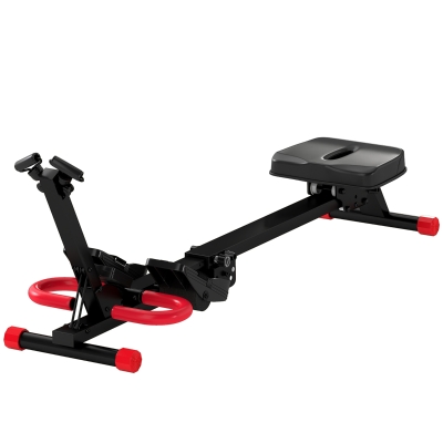 SPORTNOW Máquina de Remo Plegable 2 en 1 Entrenador Cintura Resistencia Ajustable Pantalla LCD Asiento Acolchado Carga 120 kg