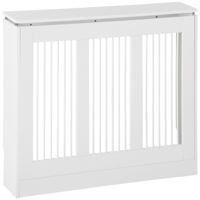 HOMCOM Radiator Cover MDF Vertical Slatted Shelf 90x18x84cm White