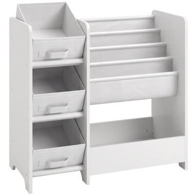 AIYAPLAY Meuble Rangement Enfant 3 Niveaux Blanc 64,5x30x66cm