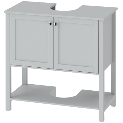 HOMCOM Bathroom Cabinet U-Shape Cut-Out 2 Doors Light Blue