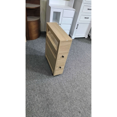 HOMCOM Móvel de arrumação para banheiro com rodízios armário WC vaso sanitário prateleira aberta 2 gavetas 16 x 52 x 71,5 cm carvalho