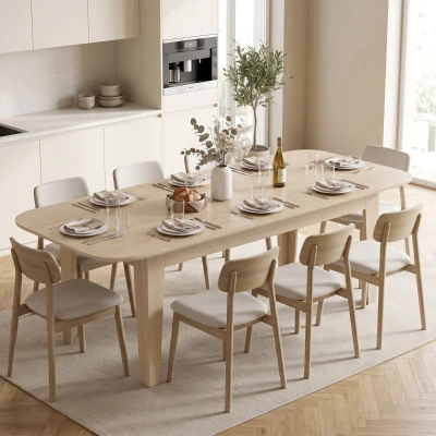 HOMCOM Extendable Dining Table Farmhouse Oak 4-6 Seater
