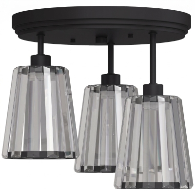 HOMCOM Modern 3-Light Crystal Glass Ceiling Lamp Black