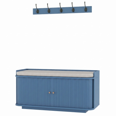 HOMCOM Hallway Storage Cabinet Set with Coat Rack Blue