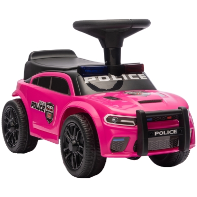AIYAPLAY Carro Andador de Polícia para Crianças 18-36 Meses com Luz, Música e Arrumação, 65x29,5x36 cm, Rosa