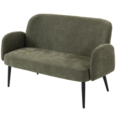 HOMCOM 2 Seater Velvet Sofa Metal Legs 132cm Green