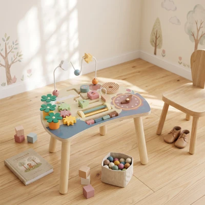 AIYAPLAY Table Activités Montessori 6-en-1 Bébé 1-3 Ans Engrenages