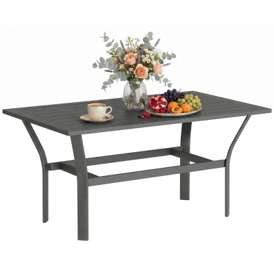 Outsunny Balkontafel Metaal met Lamellenontwerp Weerbestendig, Koffietafel, Tuintafel 91,5 x 55 x 45 cm Donkergrijs