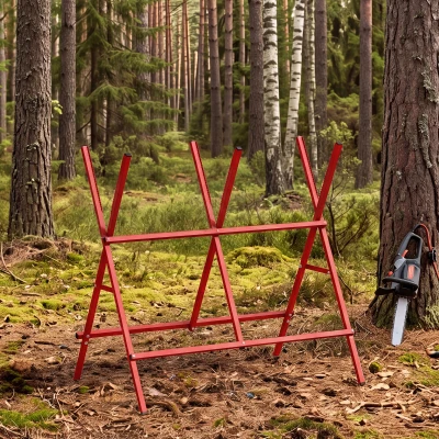 HOMCOM Tréteau Pliant Acier Robuste Réglable 150kg Rouge