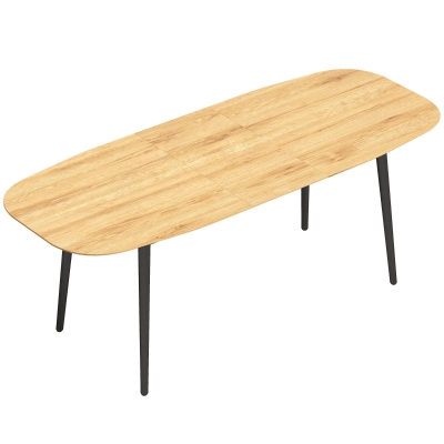 HOMCOM Masă extensibilă pentru 6-8 persoane, masă de bucătărie cu raft, aspect stejar