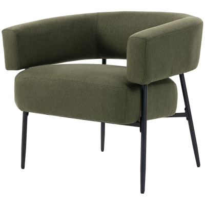 HOMCOM Poltrona Salotto in Tessuto Effetto Lino, Verde Scuro