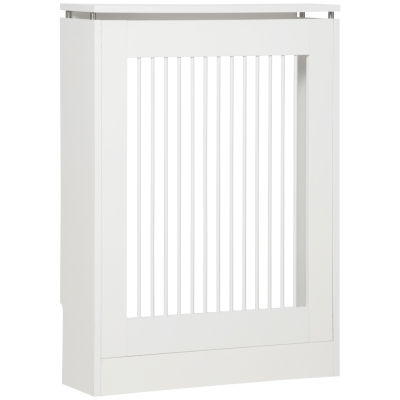 HOMCOM Radiator Cover MDF Vertical Slatted Shelf 60x18x84cm White