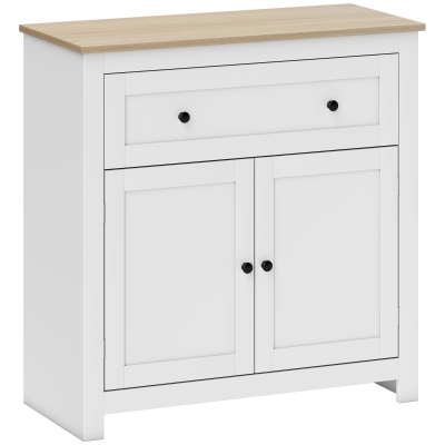 HOMCOM Aparador de Cozinha com Gaveta e Armário com Prateleira Regulável, em Madeira, 78.5x35x80 cm, Branco