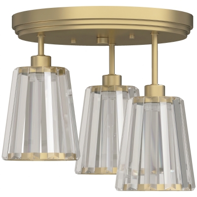 HOMCOM Modern 3-Light Crystal Ceiling Lamp Gold Tone