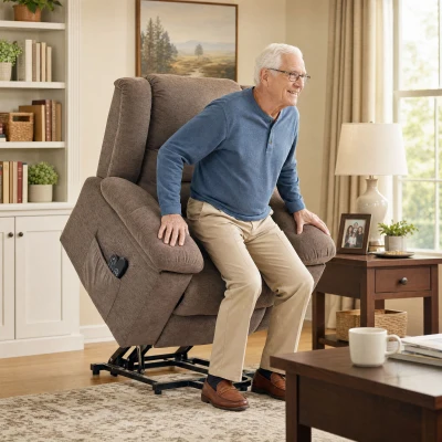 HOMCOM Power Lift Recliner Chair Massage Heat Wide Seat Brown