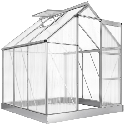 Outsunny 6x6ft Walk-In Greenhouse Aluminium Silver