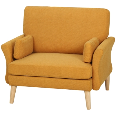 HOMCOM Fauteuil Velours Surdimensionné Bois Salon Chambre Jaune