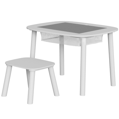 AIYAPLAY Bureau Chaise Enfant 2pcs Plateau Briques Blanc 3-6 Ans