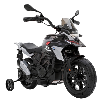 AIYAPLAY Moto Elétrica Infantil BMW G310 GS 12 V com Licença Oficial, 2 Rodas Auxiliares, Arranque Suave, 3-6 km/h, Preto