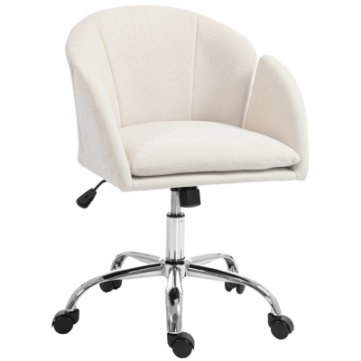 HOMCOM Chaise Bureau Pivotante Ergonomique Hauteur Réglable Beige