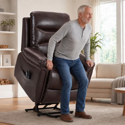 HOMCOM Power Lift Recliner Chair Massage Heat USB Brown