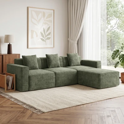 HOMCOM Canapea 3 locuri, 251 x 184 x 71cm, verde