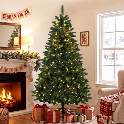 HOMCOM Árbol de Navidad 180 cm con 250 Luces LED 11 Modos Mando a Distancia 800 Puntas Base de Acero Plegable Verde