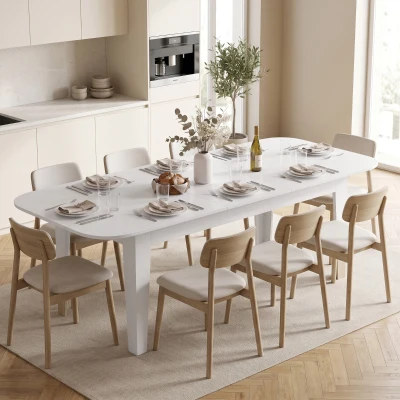 HOMCOM Extendable Dining Table Modern Oval 4-6 Seater White