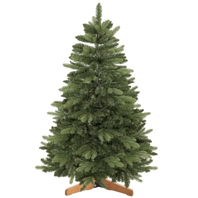 HOMCOM Kunstkerstboom 150 cm, edelspar, vol model met scharniertakken, 525 takpunten, inklapbare houten standaard, groen