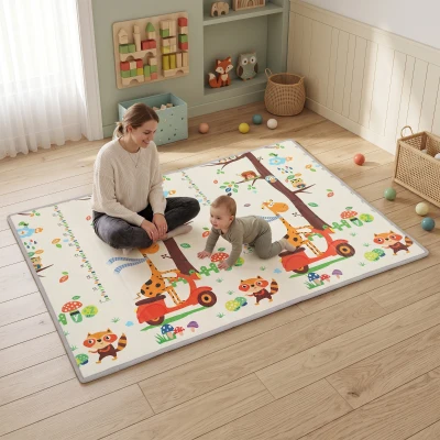 Covoraș de joacă pentru copii 200x150x1,5 cm, multicolor
