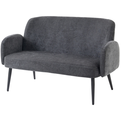 HOMCOM 2 Seater Velvet Sofa Metal Legs Dark Grey 132cm