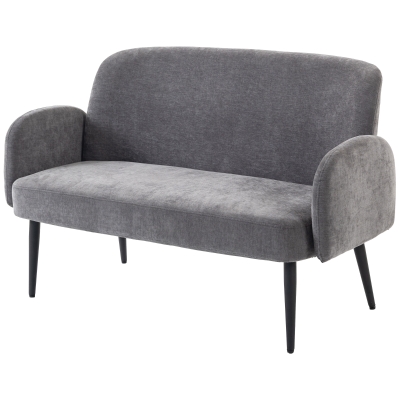 HOMCOM 2 Seater Velvet Sofa Metal Legs 132cm Light Grey