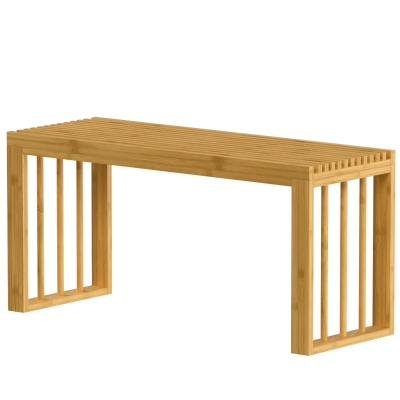 HOMCOM Bamboo Shoe Bench Backless Wood 90cm Natural