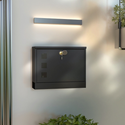 HOMCOM Caixa de Correio Exterior em Metal de Parede com Fechadura, 2 Chaves, Janelas de Visualização e Fecho Silencioso 36,5x11,5x29 cm Preto
