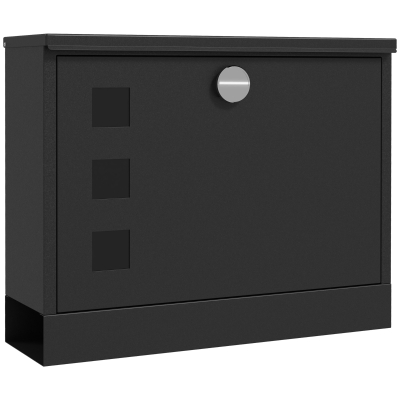 HOMCOM Caixa de Correio Exterior em Metal de Parede com Fechadura, 2 Chaves, Janelas de Visualização e Fecho Silencioso 36,5x11,5x29 cm Preto