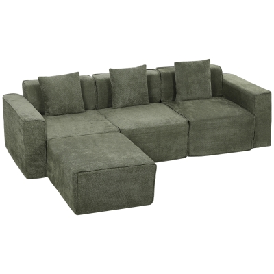 HOMCOM Canapea 3 locuri, 251 x 184 x 71cm, verde