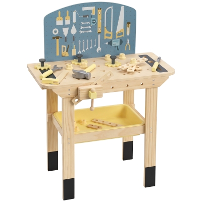 AIYAPLAY Établi Bois Enfant 28 Accessoires Rangement 3-8 Ans