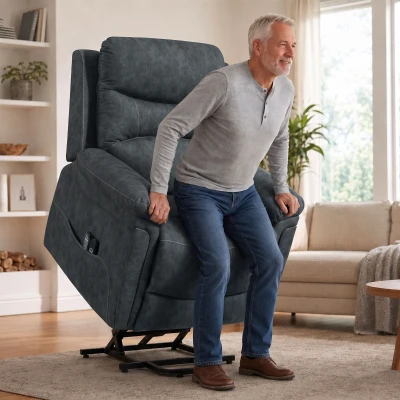 HOMCOM Power Lift Recliner Chair Massage Heat USB Grey