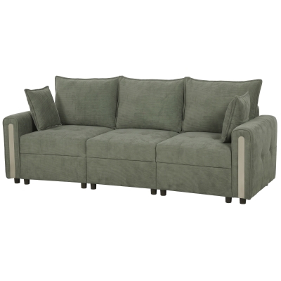 HOMCOM 3-Seater Velvet Sofa Lift-Up Storage 228cm Dark Green
