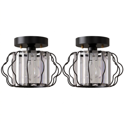 HOMCOM Crystal Ceiling Light Modern Semi-Flush 2 Pack Black