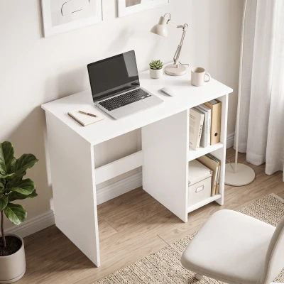 HOMCOM Scrivania per Computer con Ripiani, Bianco