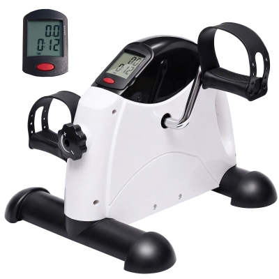 HOMCOM Mini Cyclette con Schermo LCD Resistenza Regolabile Bianco