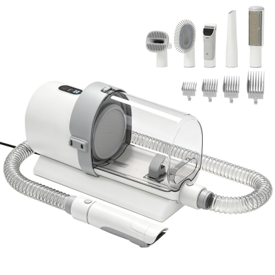 PawHut Aspirateur Toilettage 5 en 1 Chien Chat 2,5L Blanc