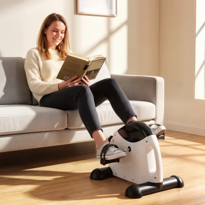 HOMCOM Mini Cyclette con Schermo LCD Resistenza Regolabile Bianco